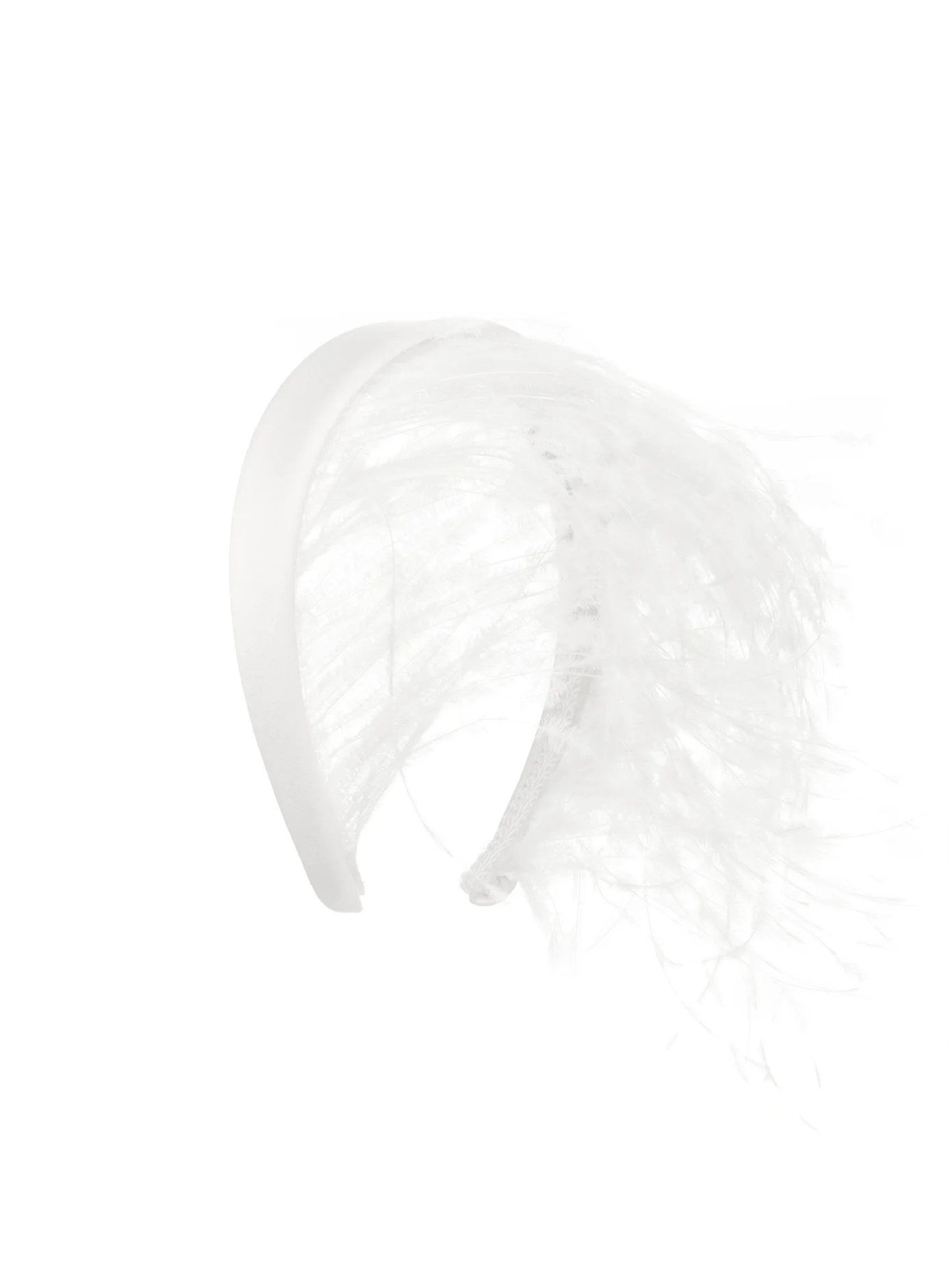 Feather-trimmed satin headband - 4