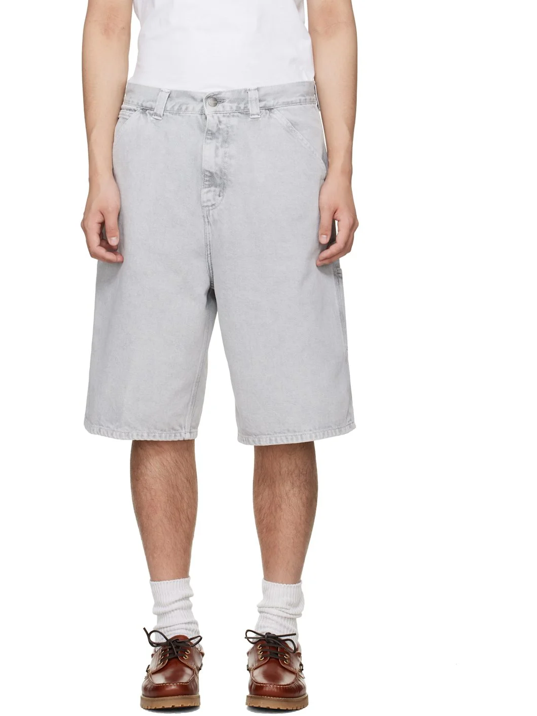 Gray OG Single Knee Denim Shorts - 1
