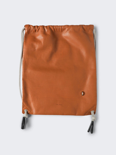 Rick Owens Leather Drawstring Backpack Clay and Pearl outlook