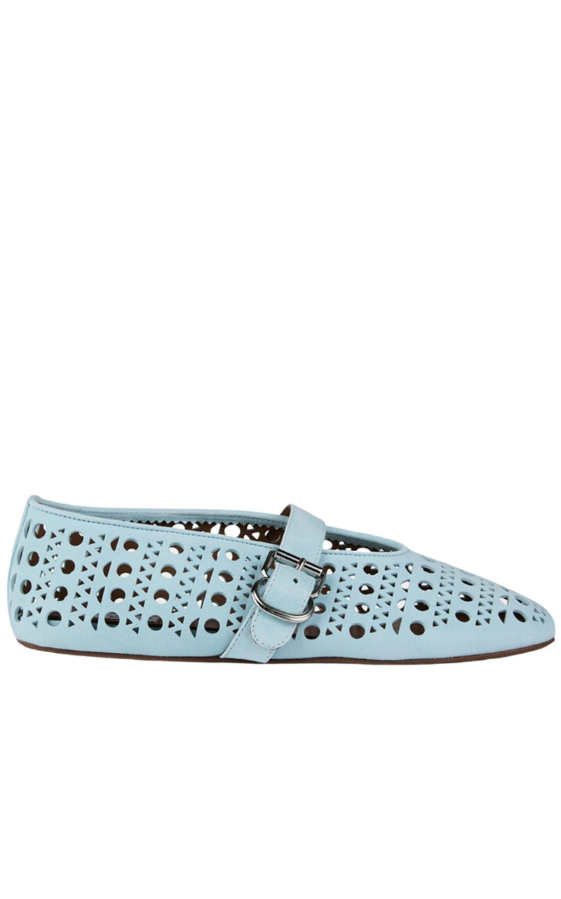 Blue Leather Ballet Flats - 1