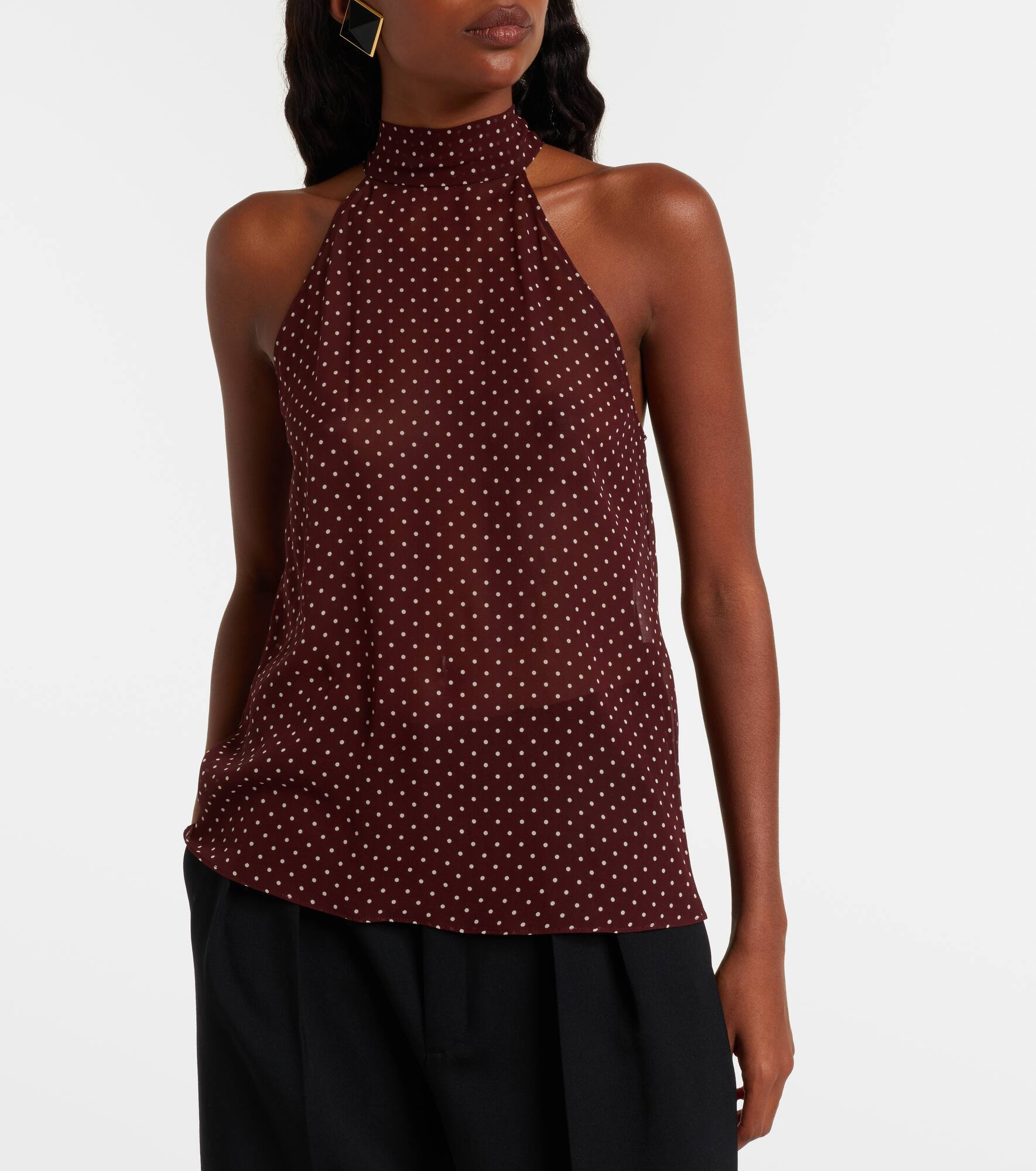 Alla polka-dot halterneck silk top - 7