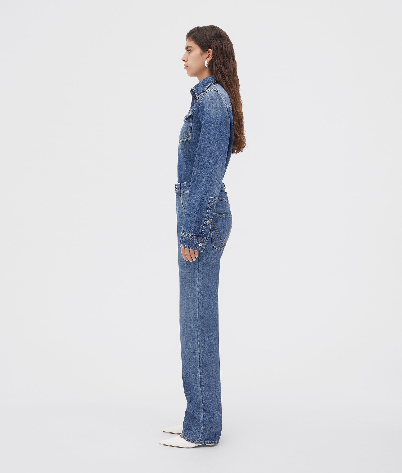 original medium washed denim straight jeans - 2