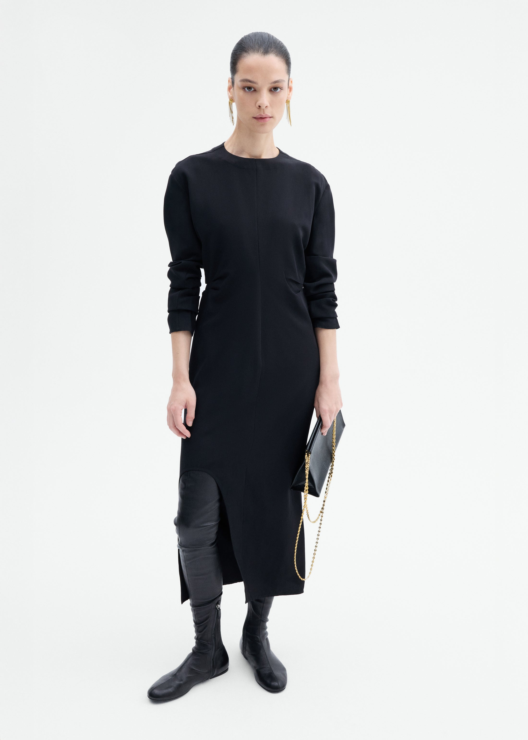 Keyhole Dress in Viscose Wool - 2