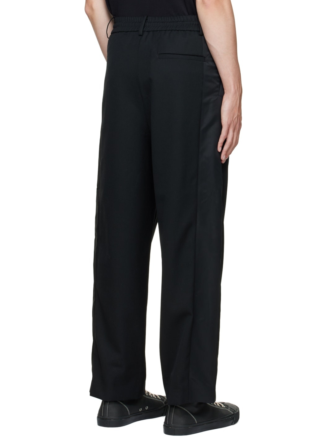 Black Paneled Trousers - 3