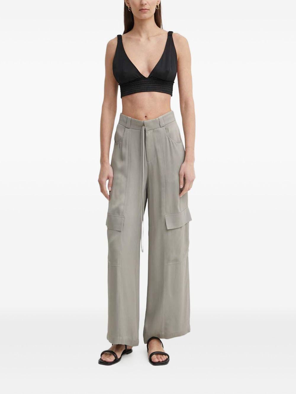 cargo pocket wide-leg trousers - 2