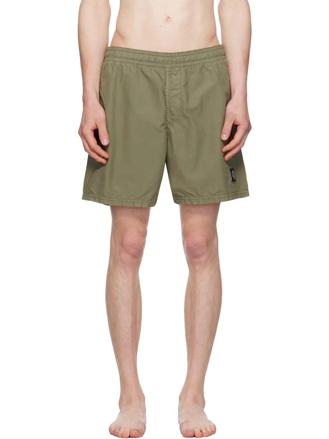 Khaki B100B09 Brushed Nylon Swim Shorts - 1