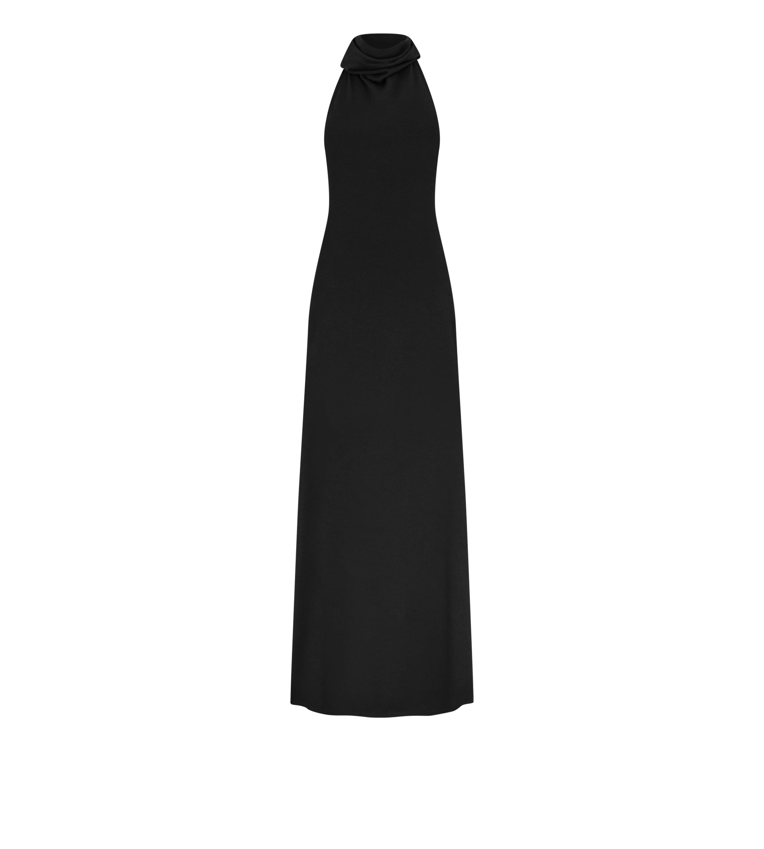 LONG HALTERNECK DRESS WITH POCKETS AND OPEN BACK - 1