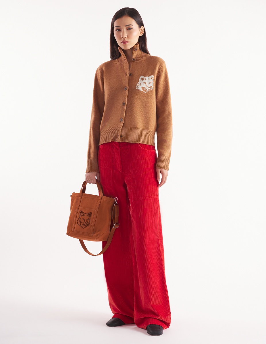 FOX HEAD INTARSIA HIGH NECK CARDIGAN - 2