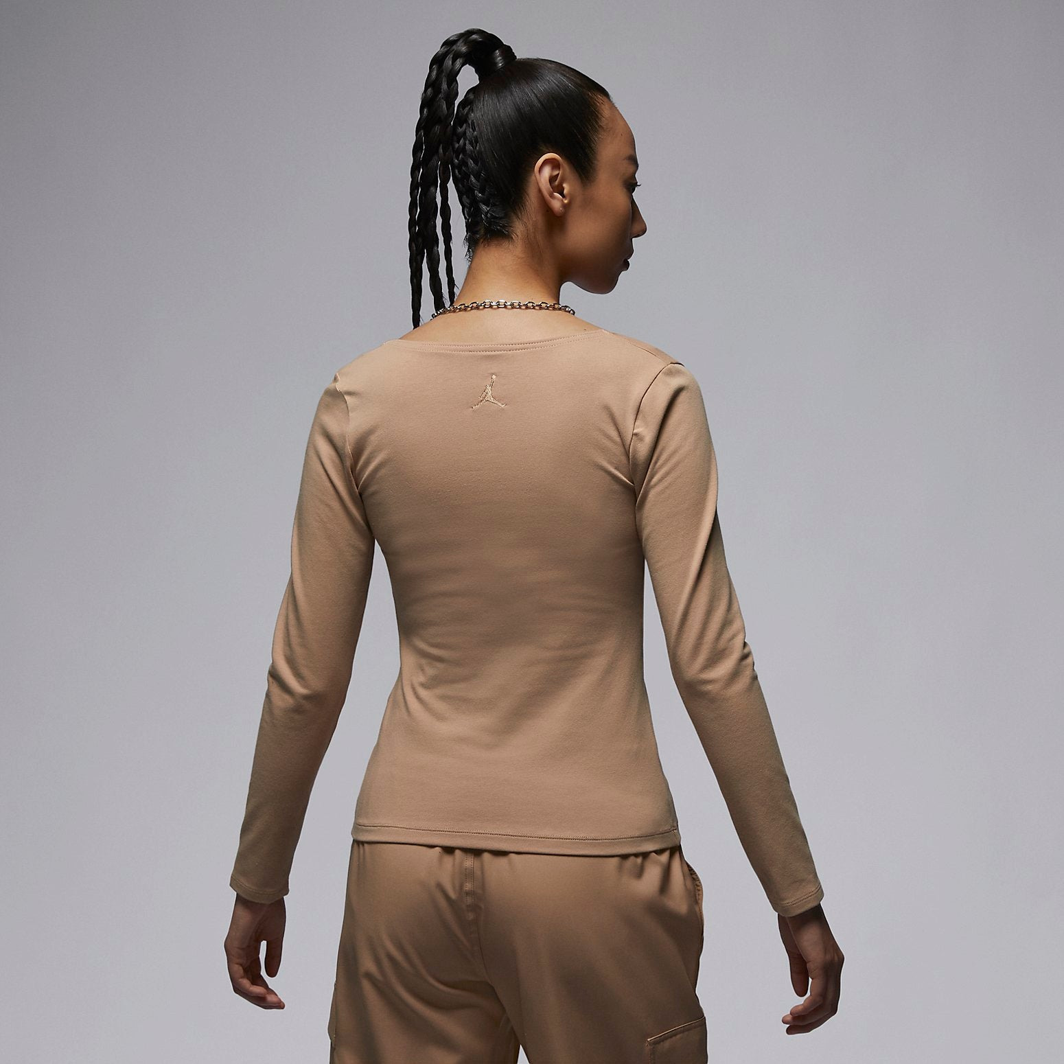 (WMNS) Air Jordan Long Sleeve Top 'Tan' FB5201-277 - 3