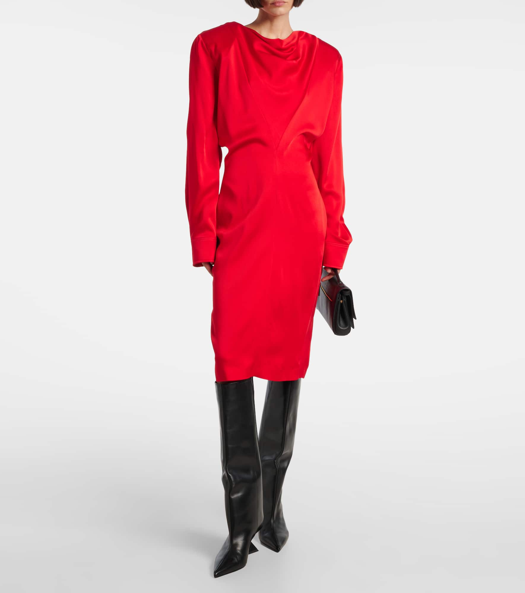 Cowl neck satin midi dress - 2