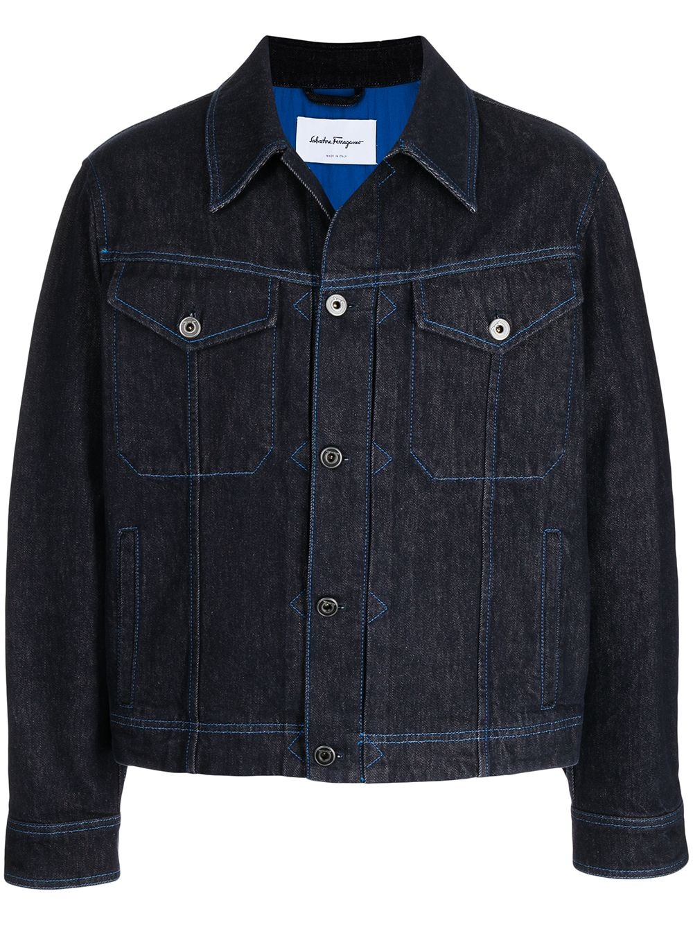 contrast-stitch denim jacket - 1