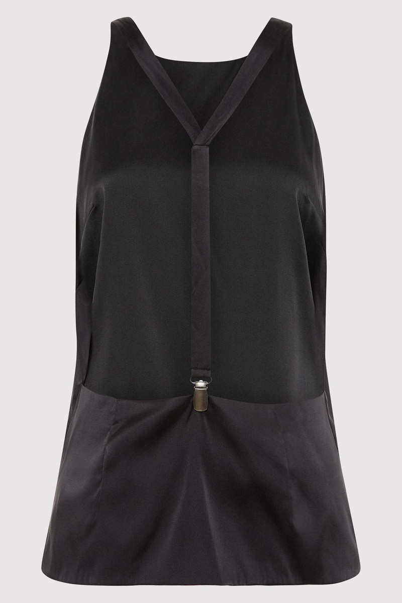 ST. AGNI Soft Silk Suspender Top - Black outlook