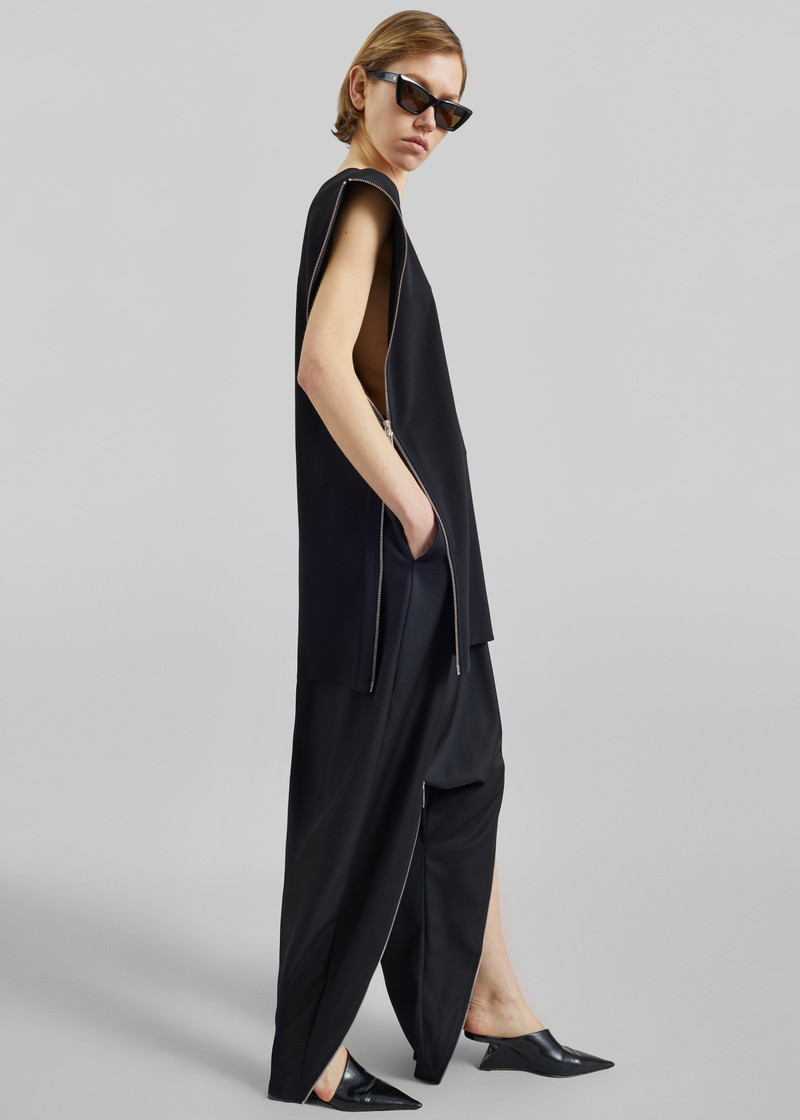 Bevza Zipper Tunic Top - Black 6