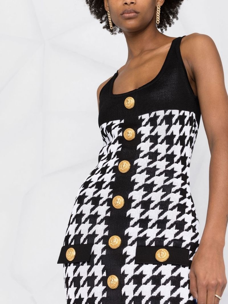 houndstooth sleeveless mini dress - 3