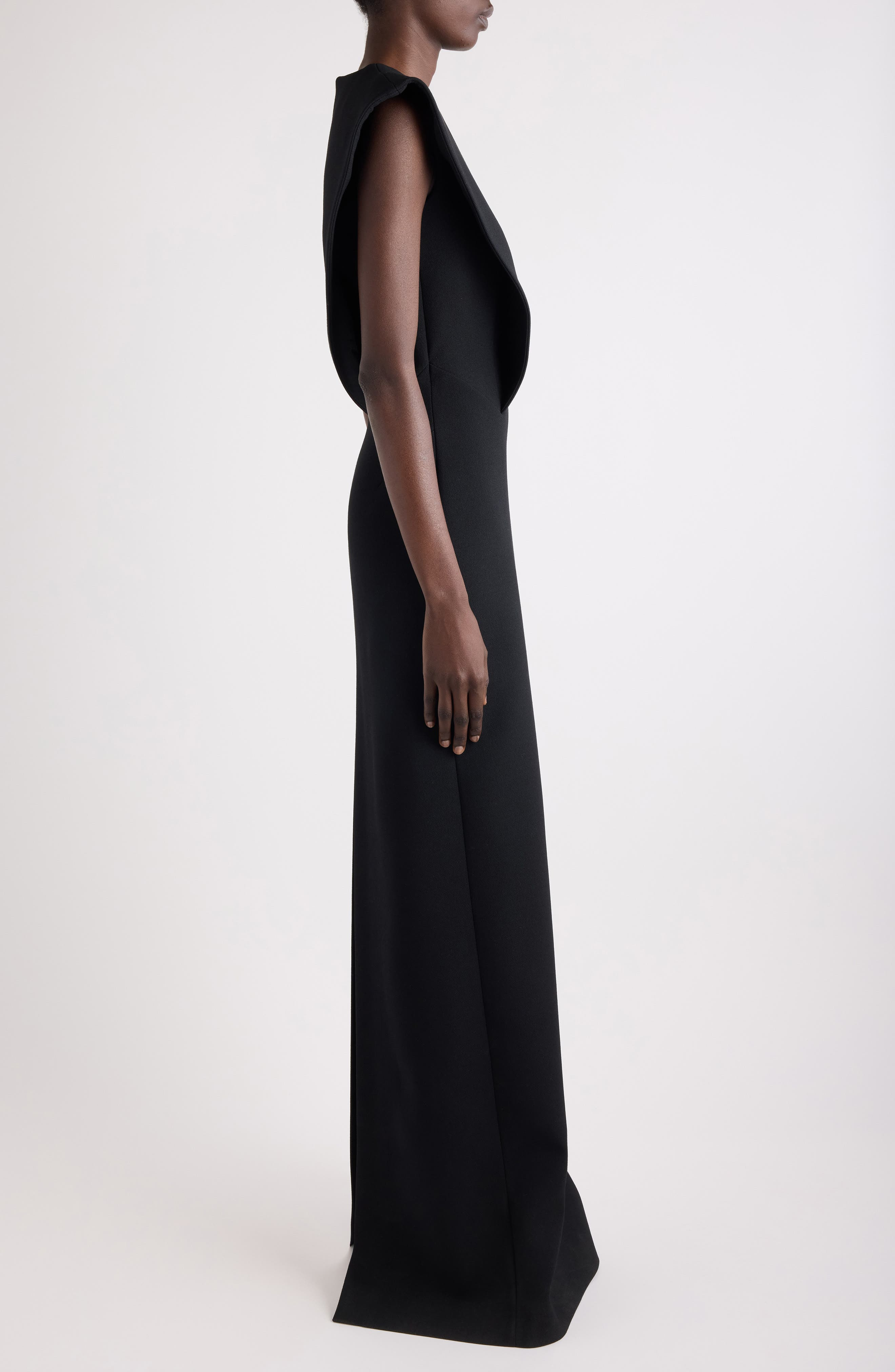 Givenchy Structured Wool Blend Crepe Evening Gown in Black at Nordstrom - 4