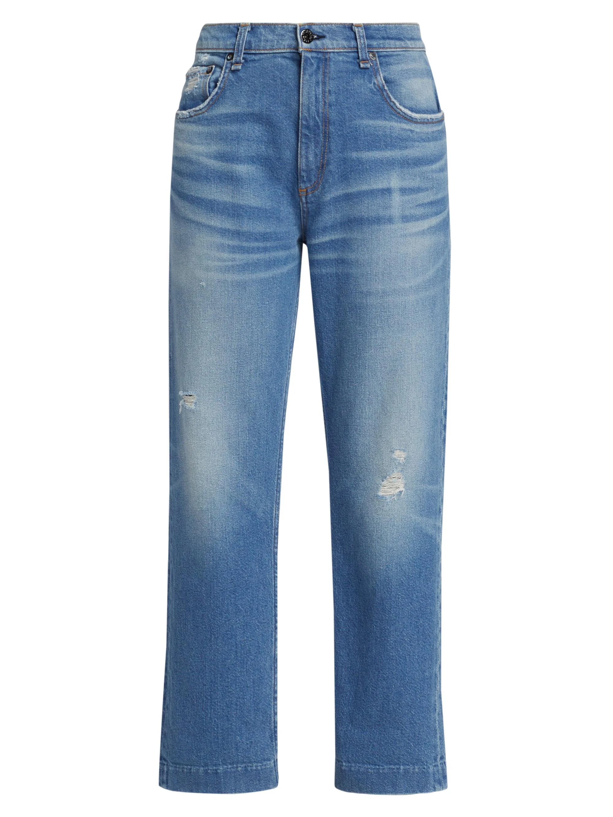 Women's Beau High-Rise Distressed Straight-Leg Jeans - Cactus - 1