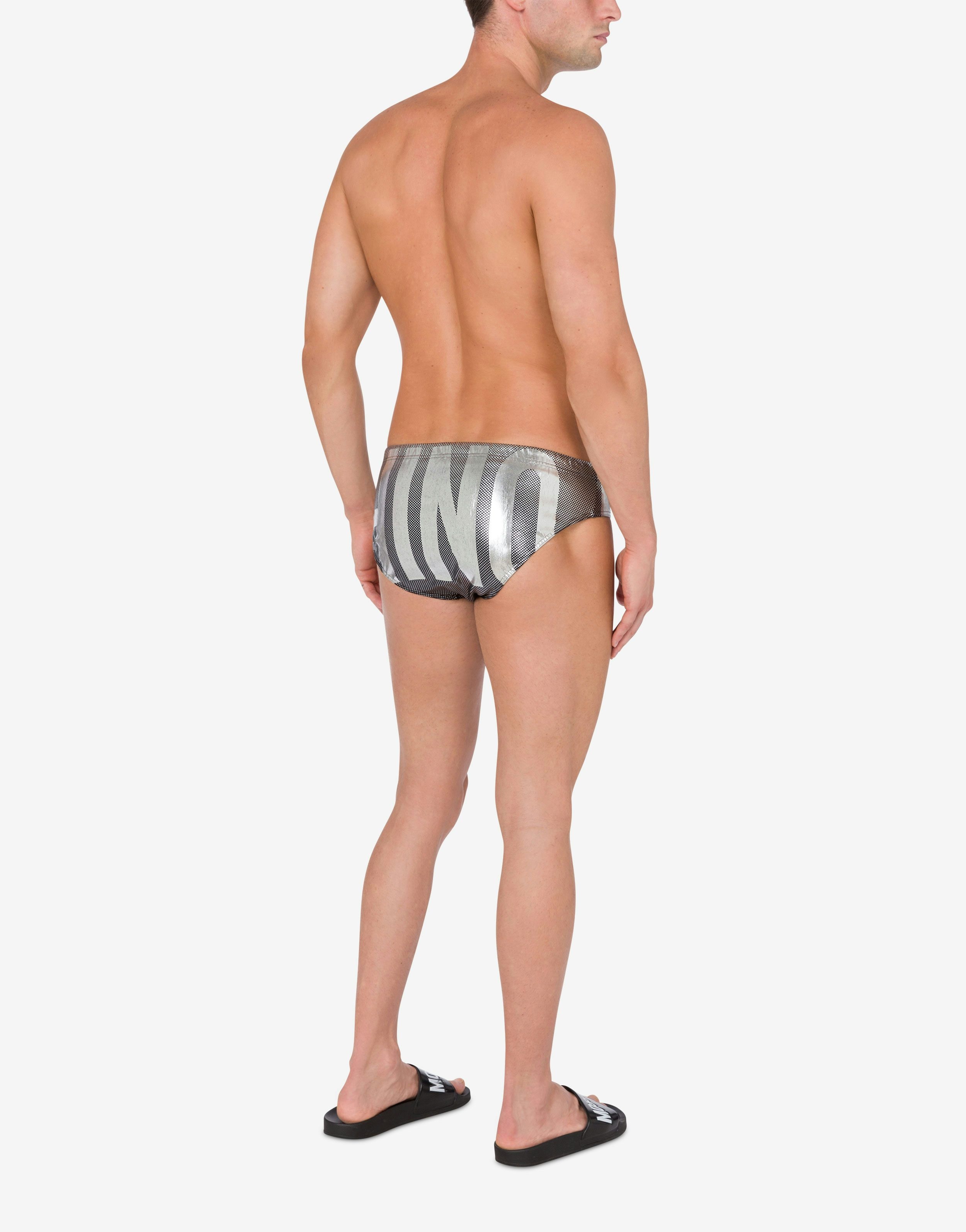 SWIM BRIEFS SILVER MAXI LOGO - 3