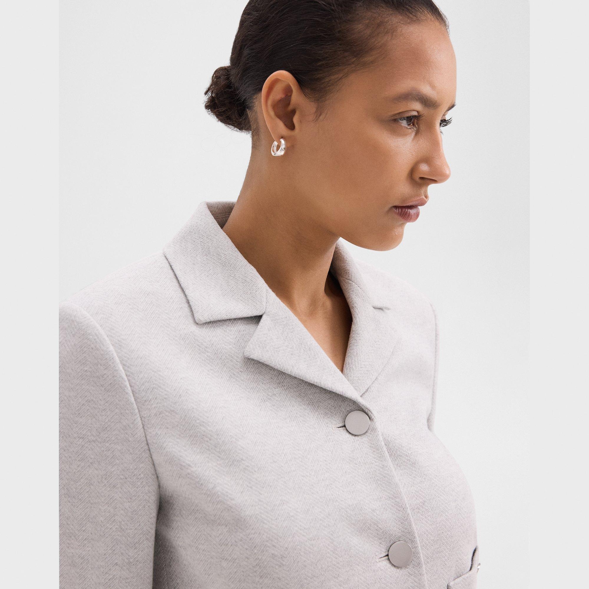 Boxy Patch Pocket Blazer in Herringbone Knit - 5