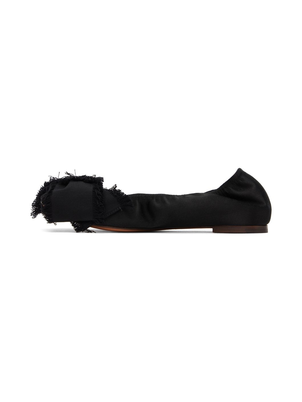 Black Satin Bow Ballerina Flats - 3