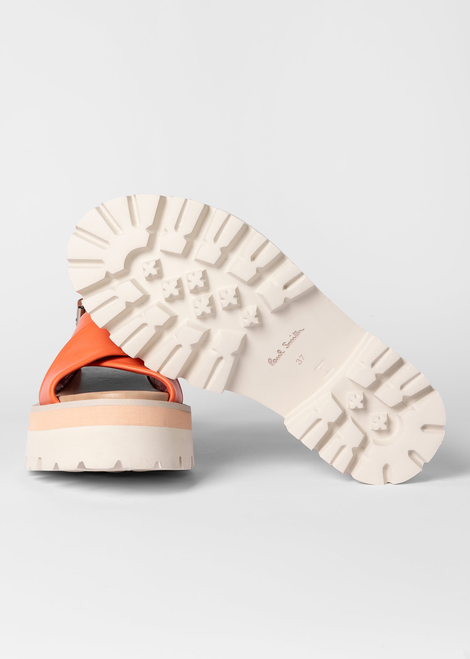 Orange 'Logan' Leather Platform Sandals - 2