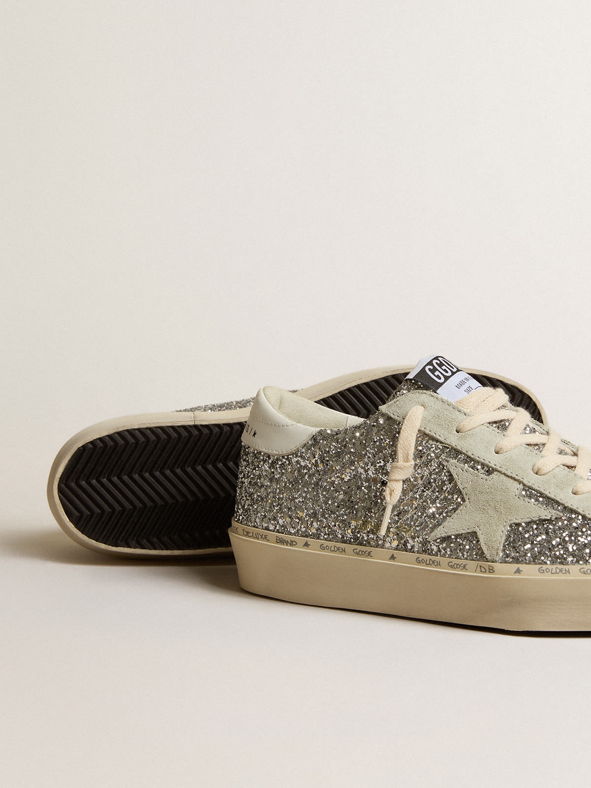 Hi Star in silver glitter with suede star and white heel tab - 3