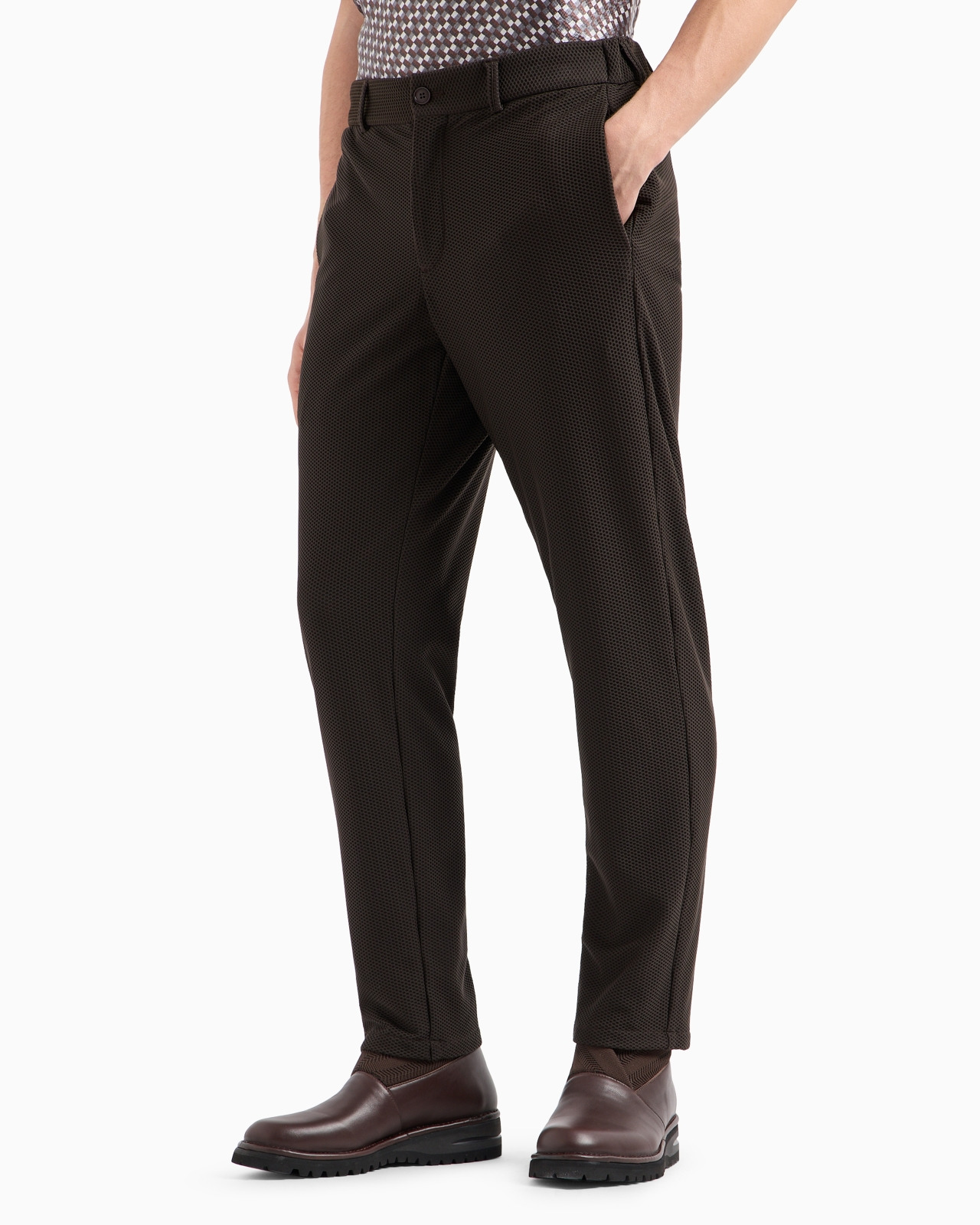 Technical waffle flat-front trousers - 4