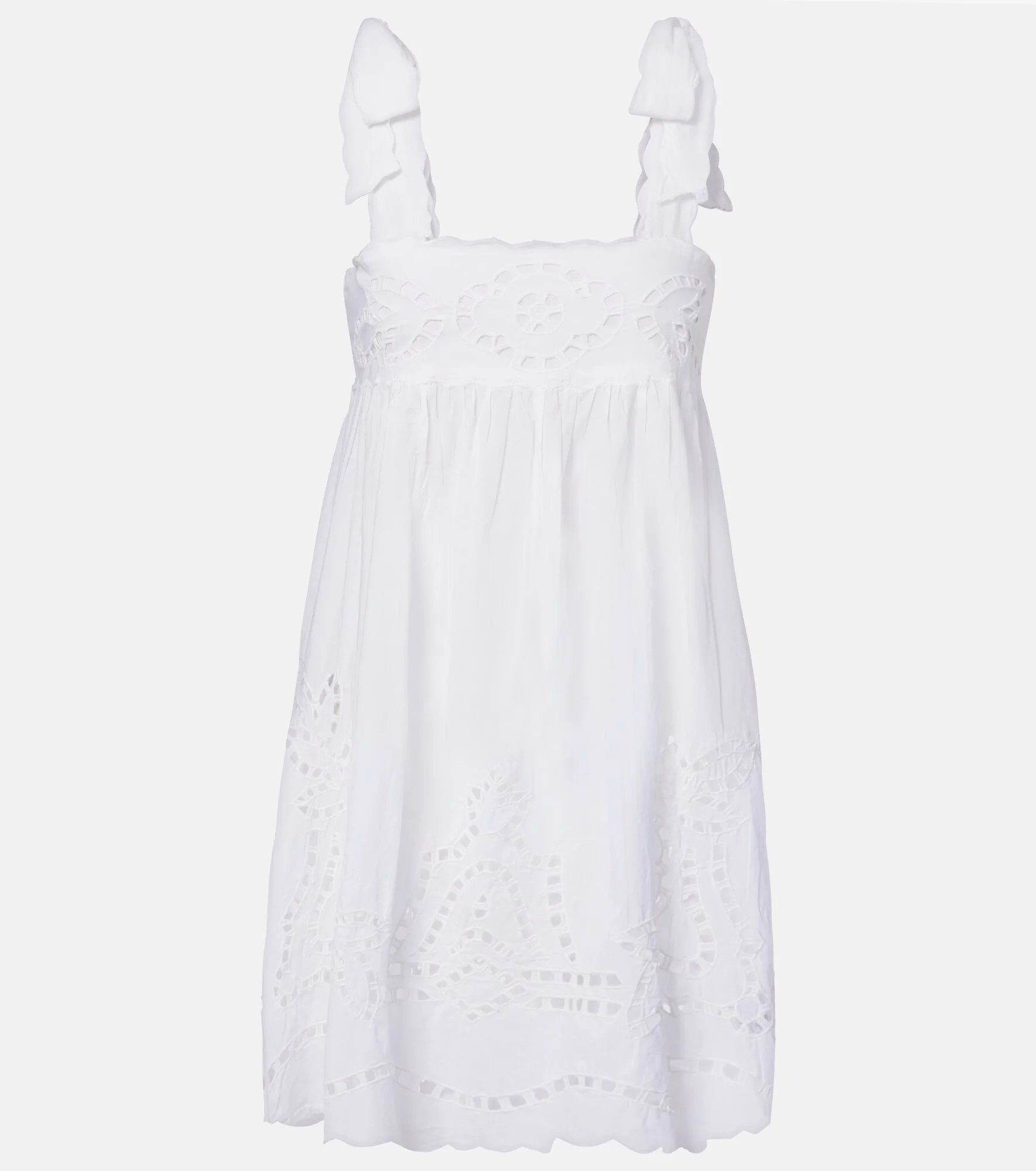 Broderie anglaise scalloped cotton minidress - 1
