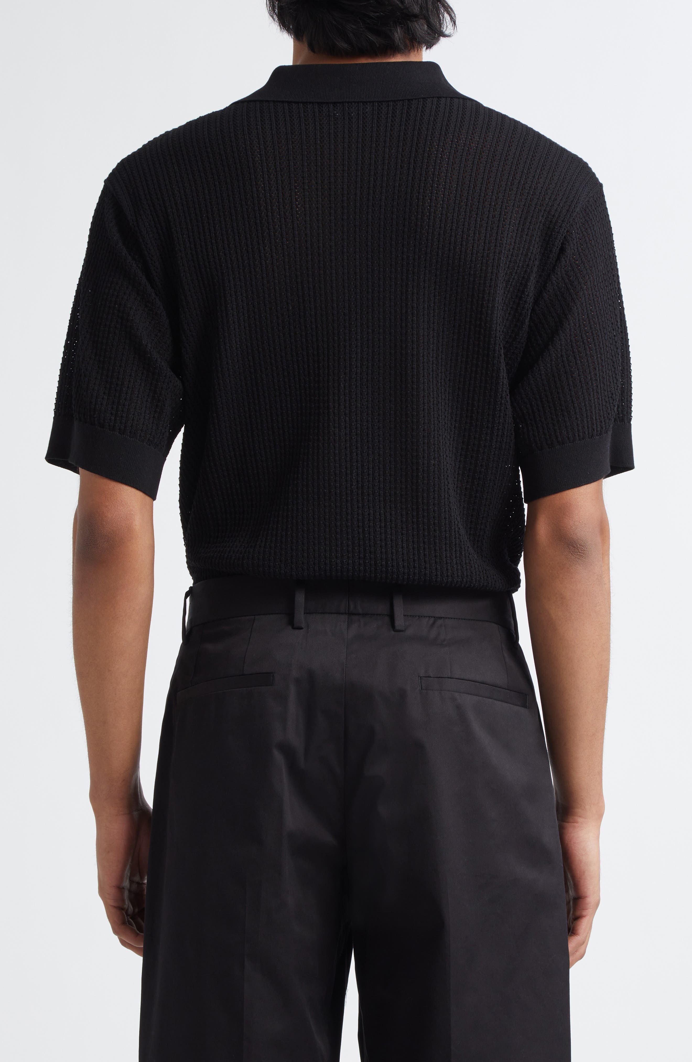 Dolce&Gabbana Ribbed Polo Sweater in N0000 Black at Nordstrom - 3