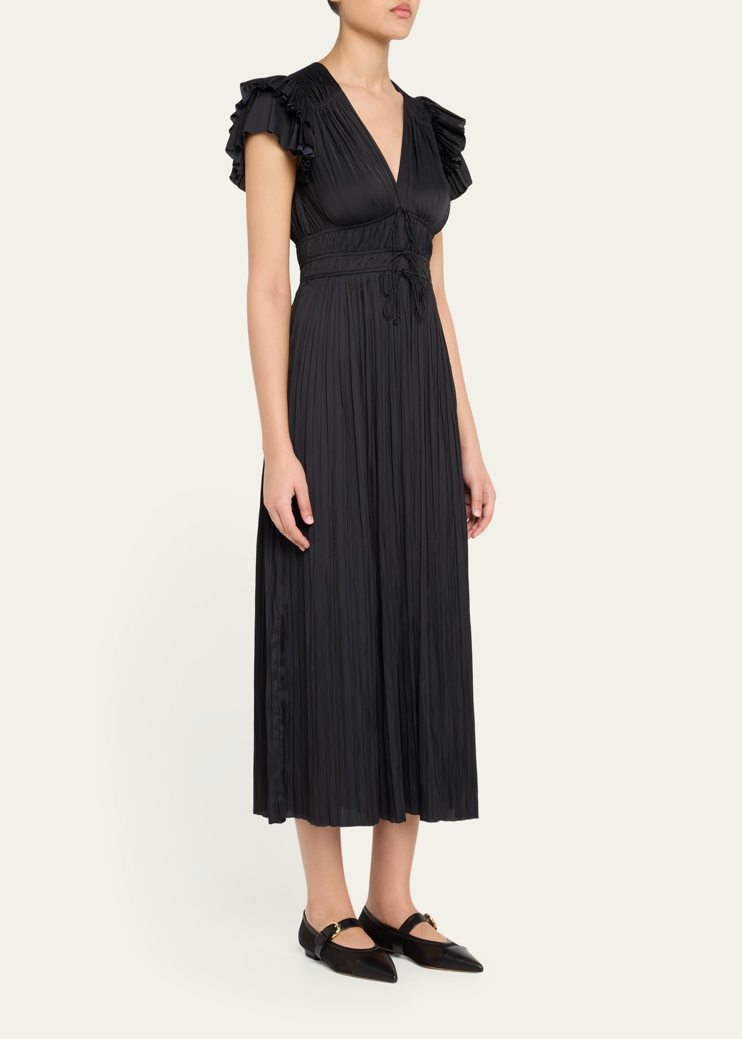 Patrice Flutter-Sleeve Midi Dress - 4