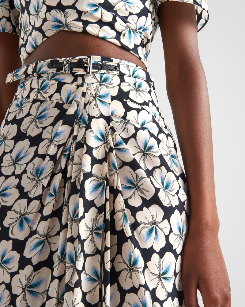 Printed pongee midi-skirt 3