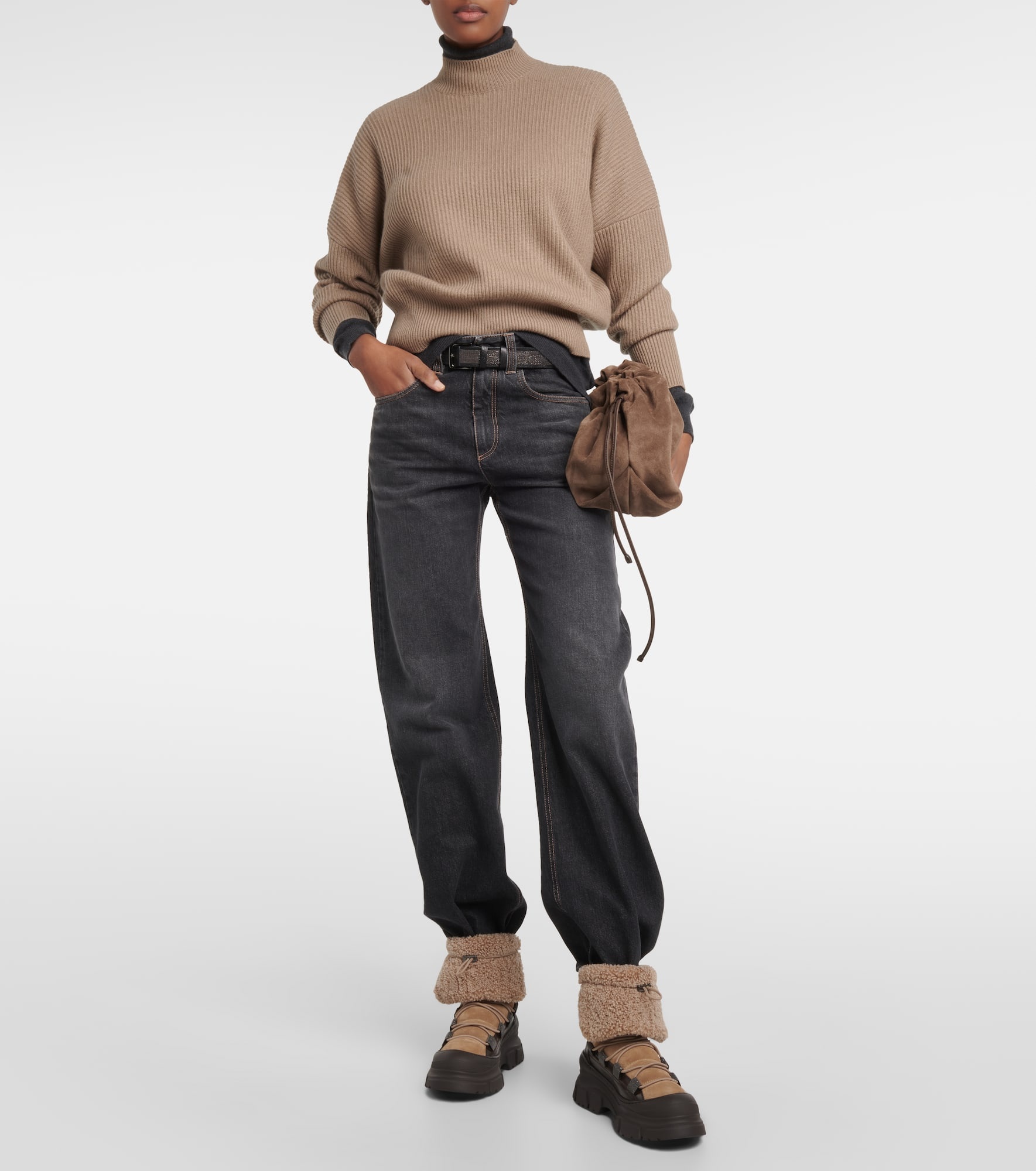 Shearling-lined suede ankle boots - 2