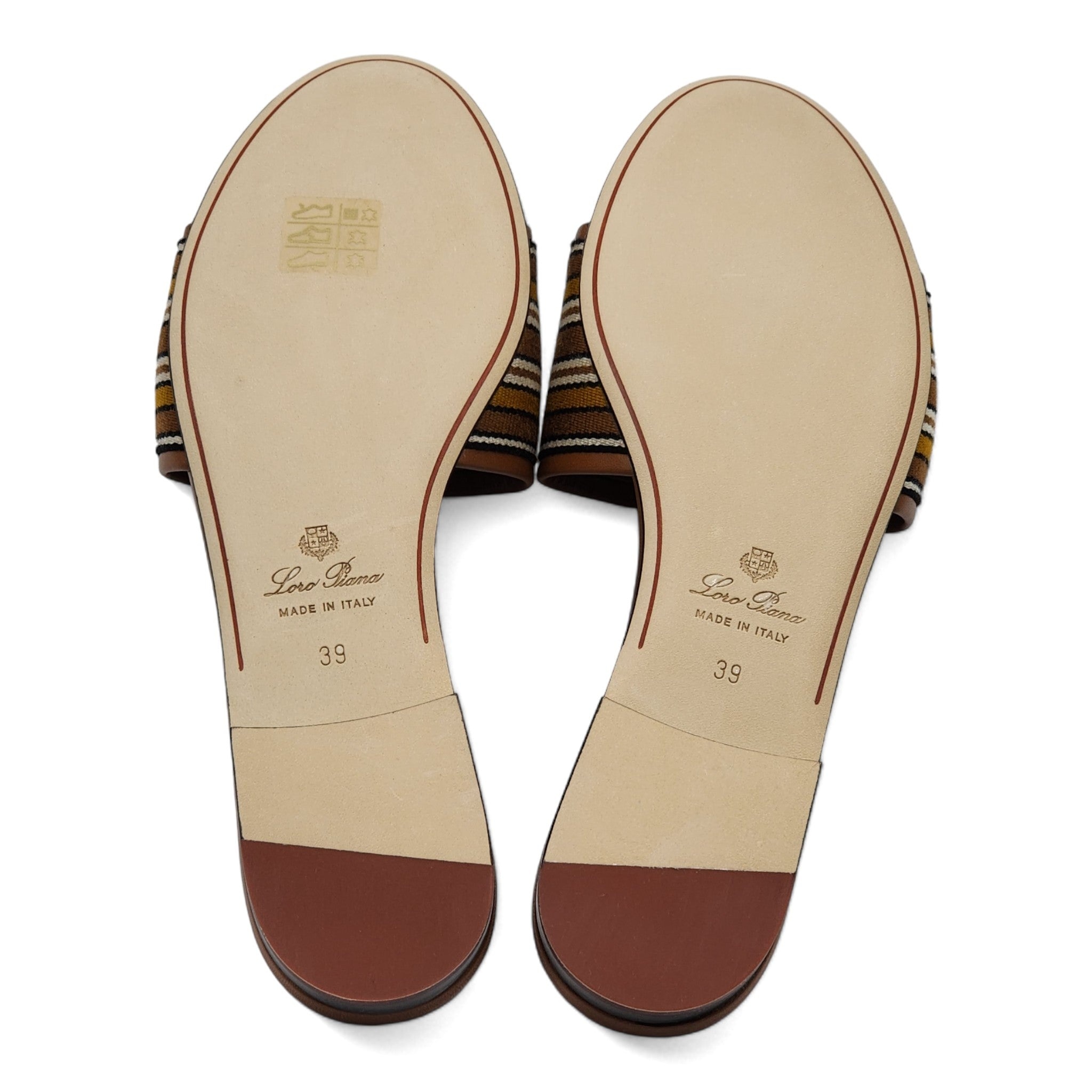Loro Piana The Suitcase Stripe Flat Sandals in Brown - 16