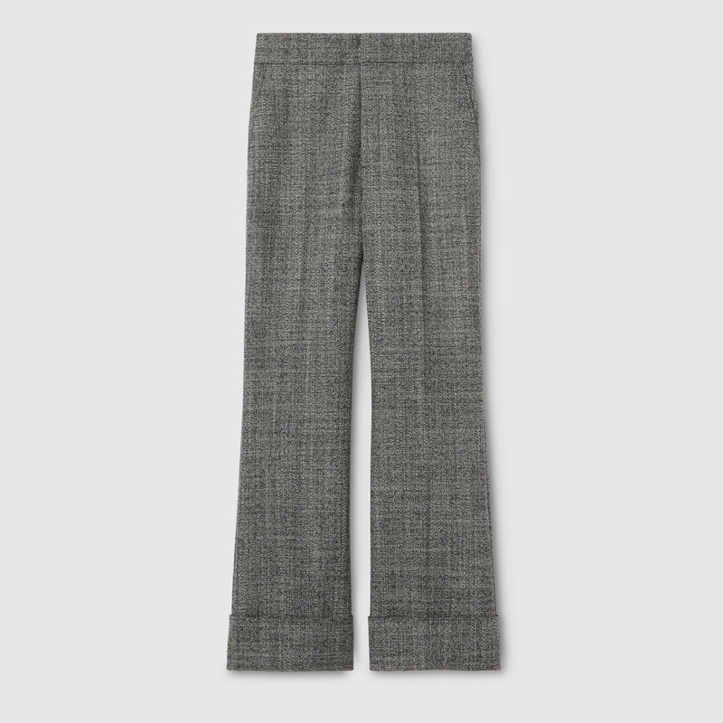 Wool grisaille pants with embroidery 1