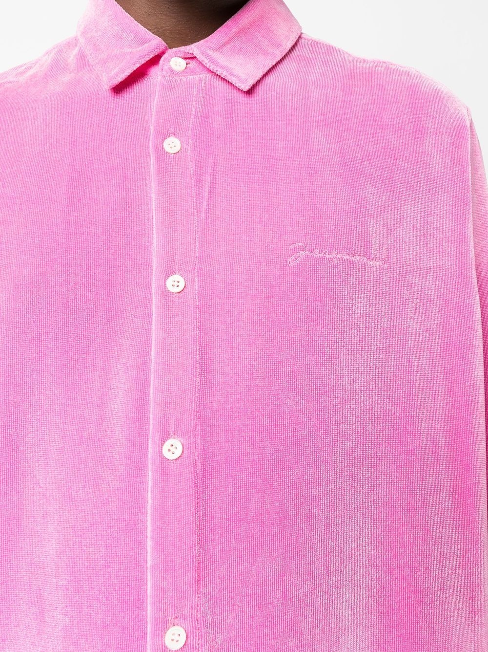logo-embroidered textured shirt - 5