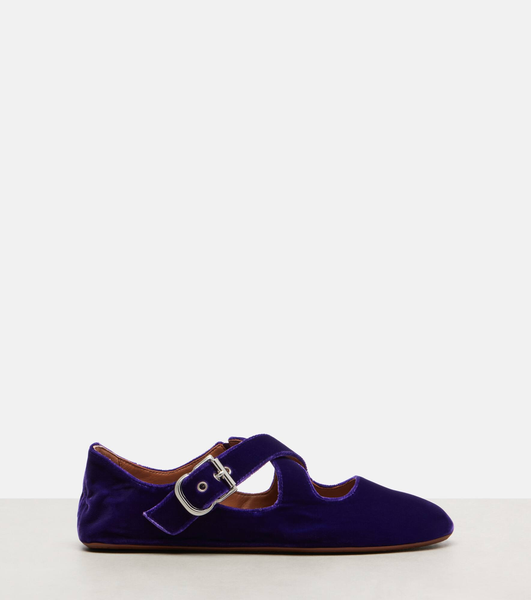 Criss Cross velvet Mary Jane flats - 4