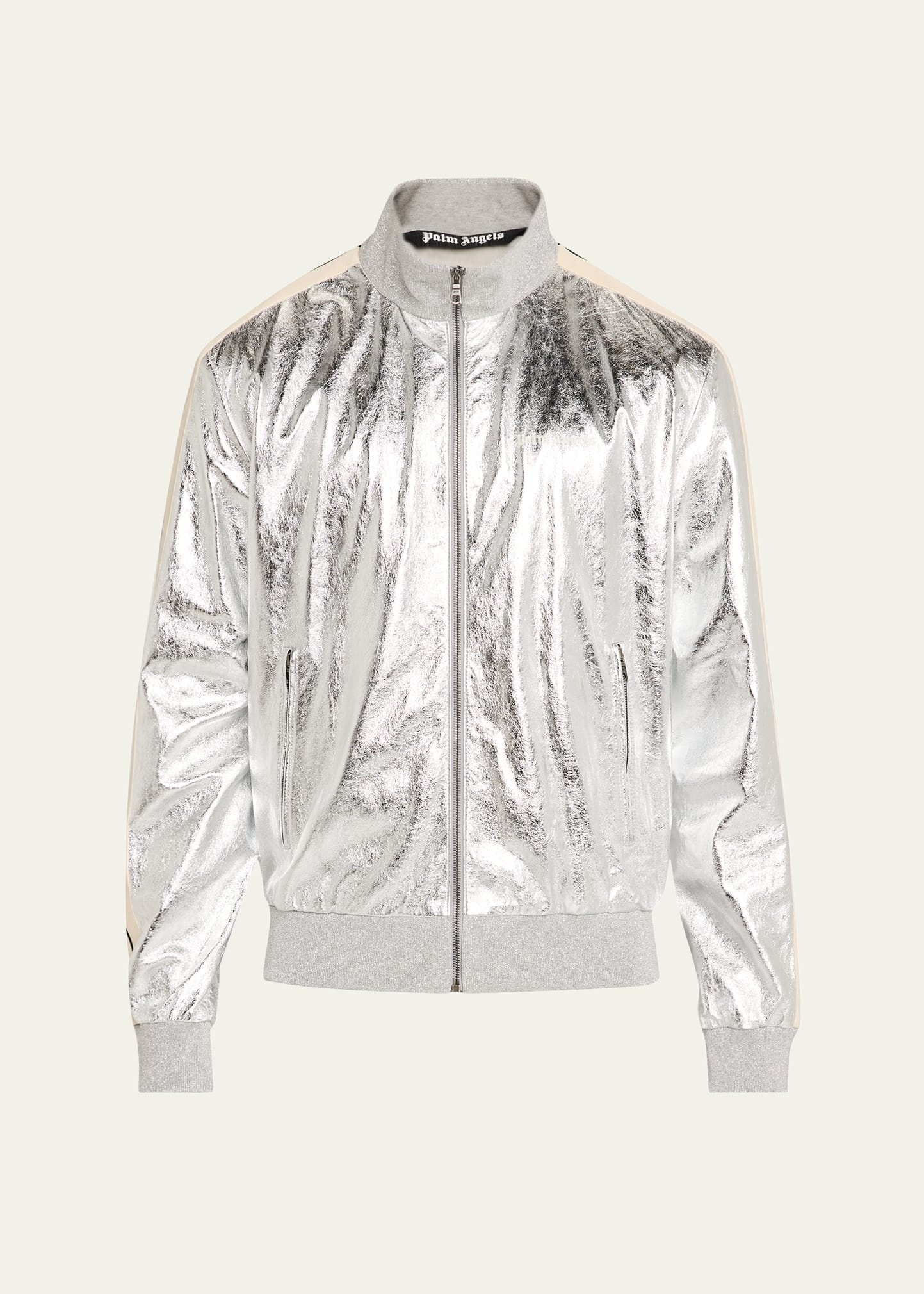 Men's Metallic Leather Track Jacket - 1