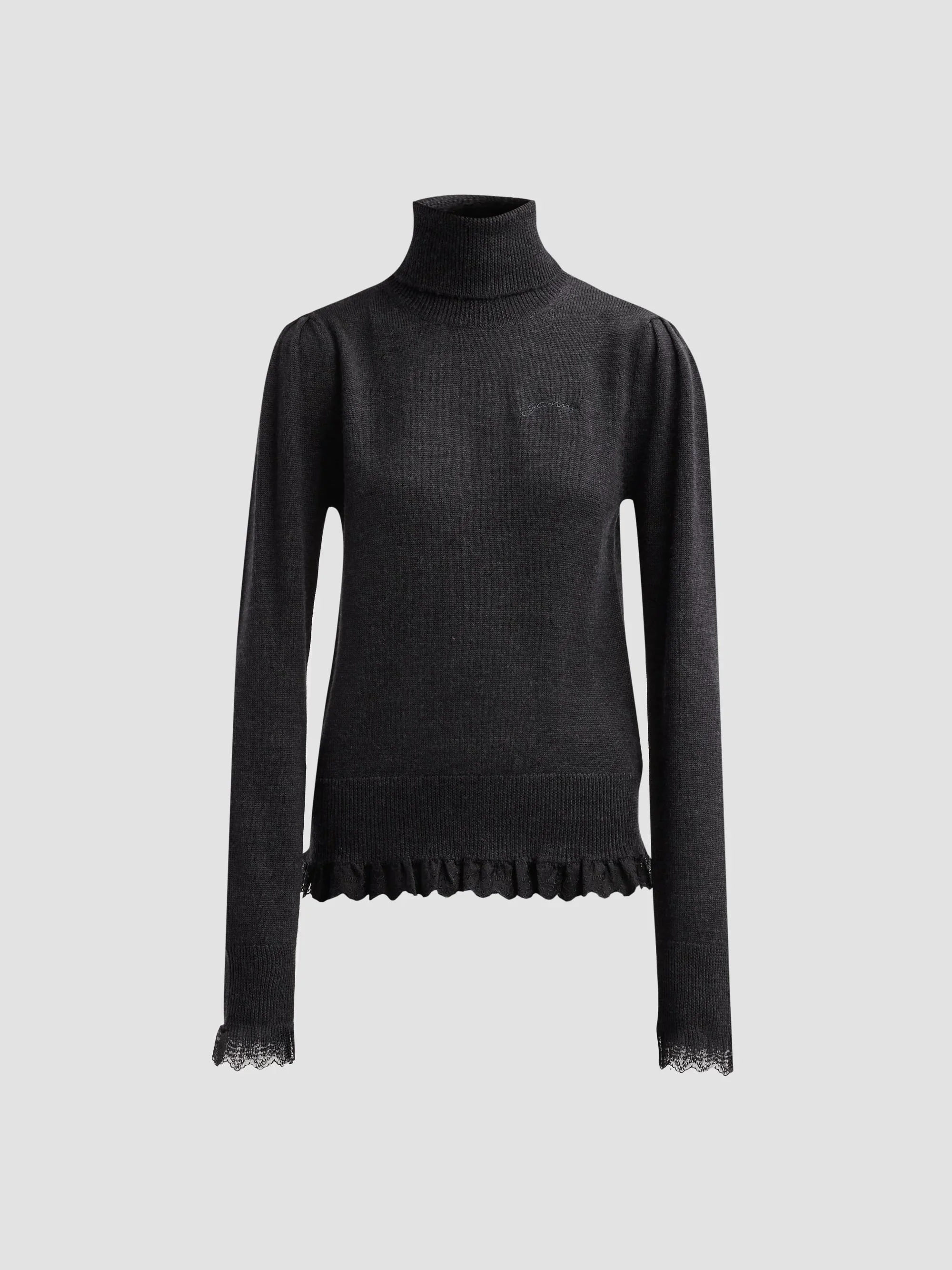 Women's Merino Wool Turtleneck Sweater - Phantom - 1
