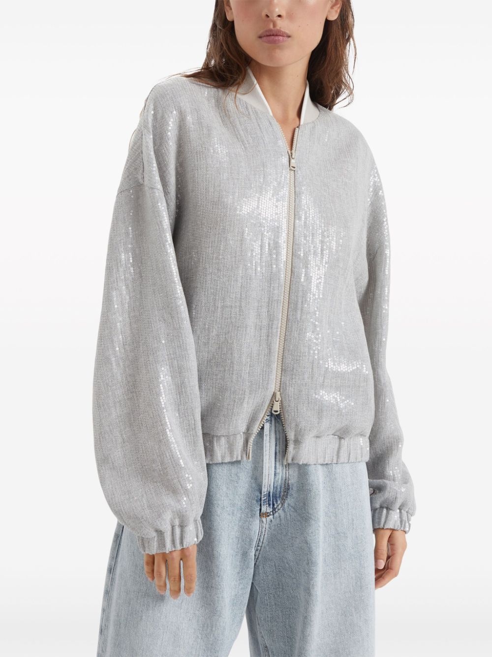 sequin-embellished bomber jacket - 3