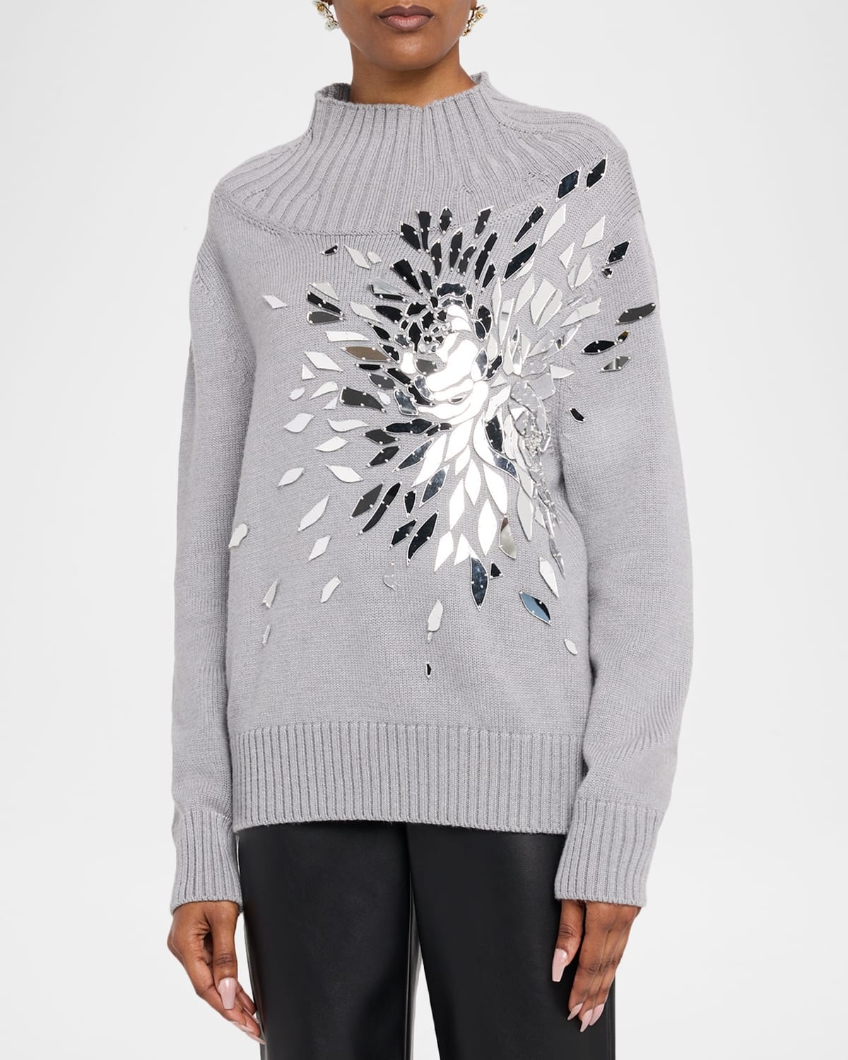 Shattered Glass Embroidered Mockneck Sweater - 4