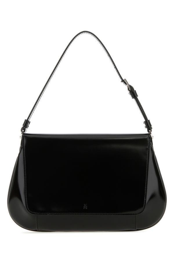 Amina Muaddi Woman Black Leather Ami Shoulder Bag - 3