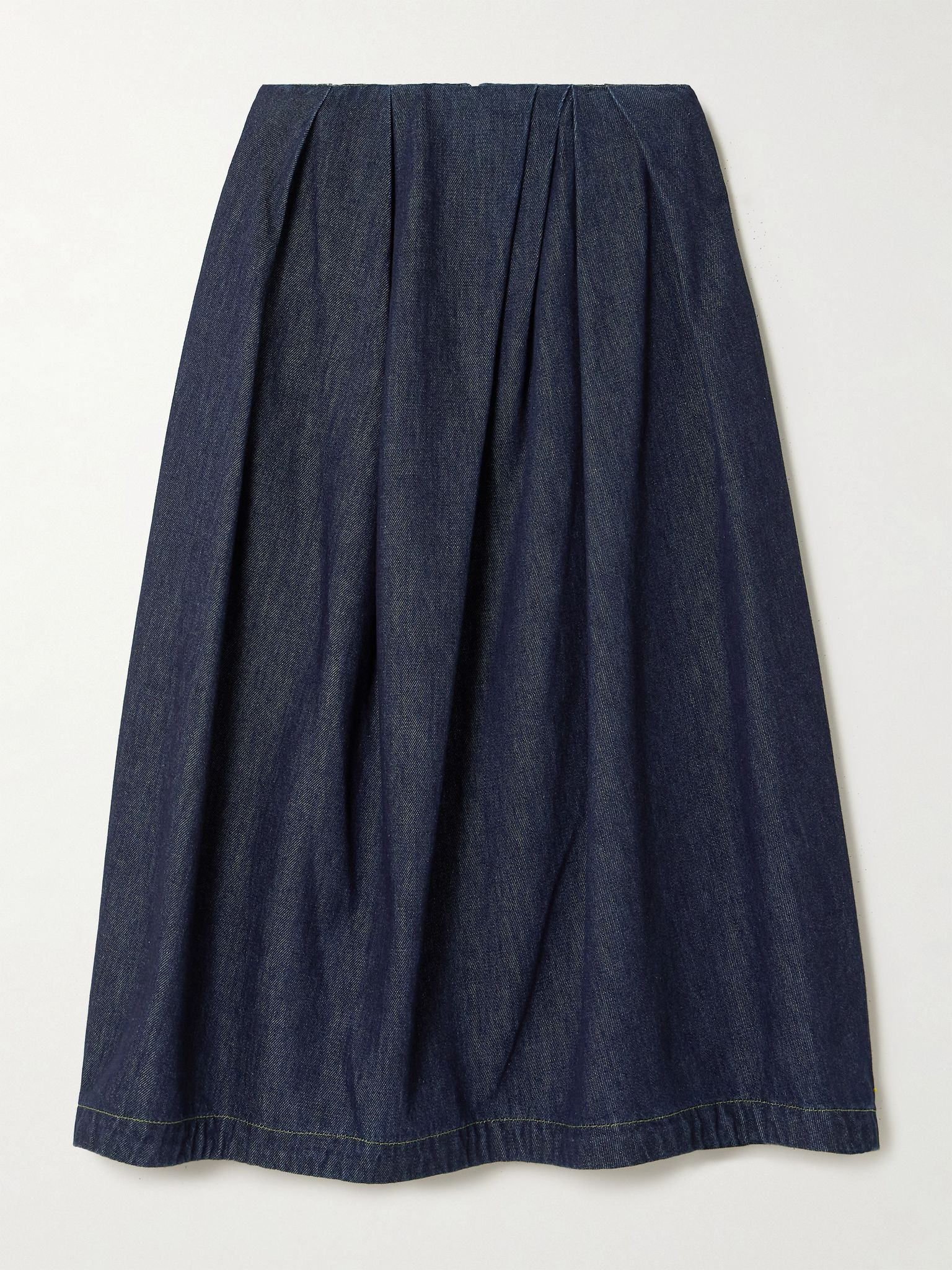 Gathered denim midi skirt Dark denim - 1
