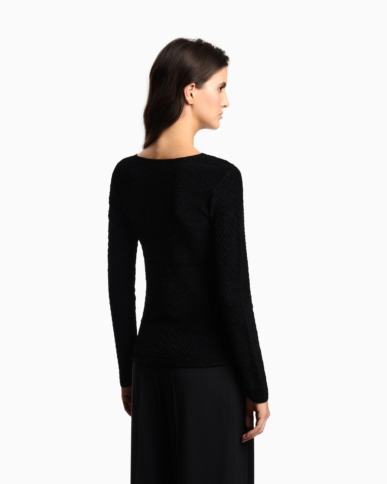 CHENILLE JUMPER WITH EMBOSSED IRREGULAR CHEVRON MOTIF - 3