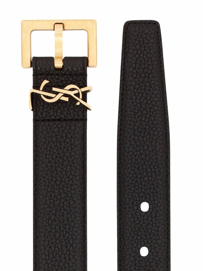 monogram-logo wide leather belt - 2