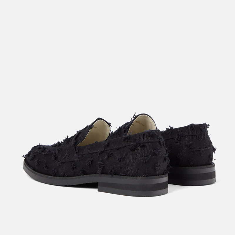 Wilde Black Punched Denim Penny Loafer - Men's 5