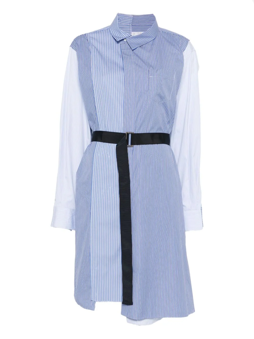 striped belted shirt dress - 1