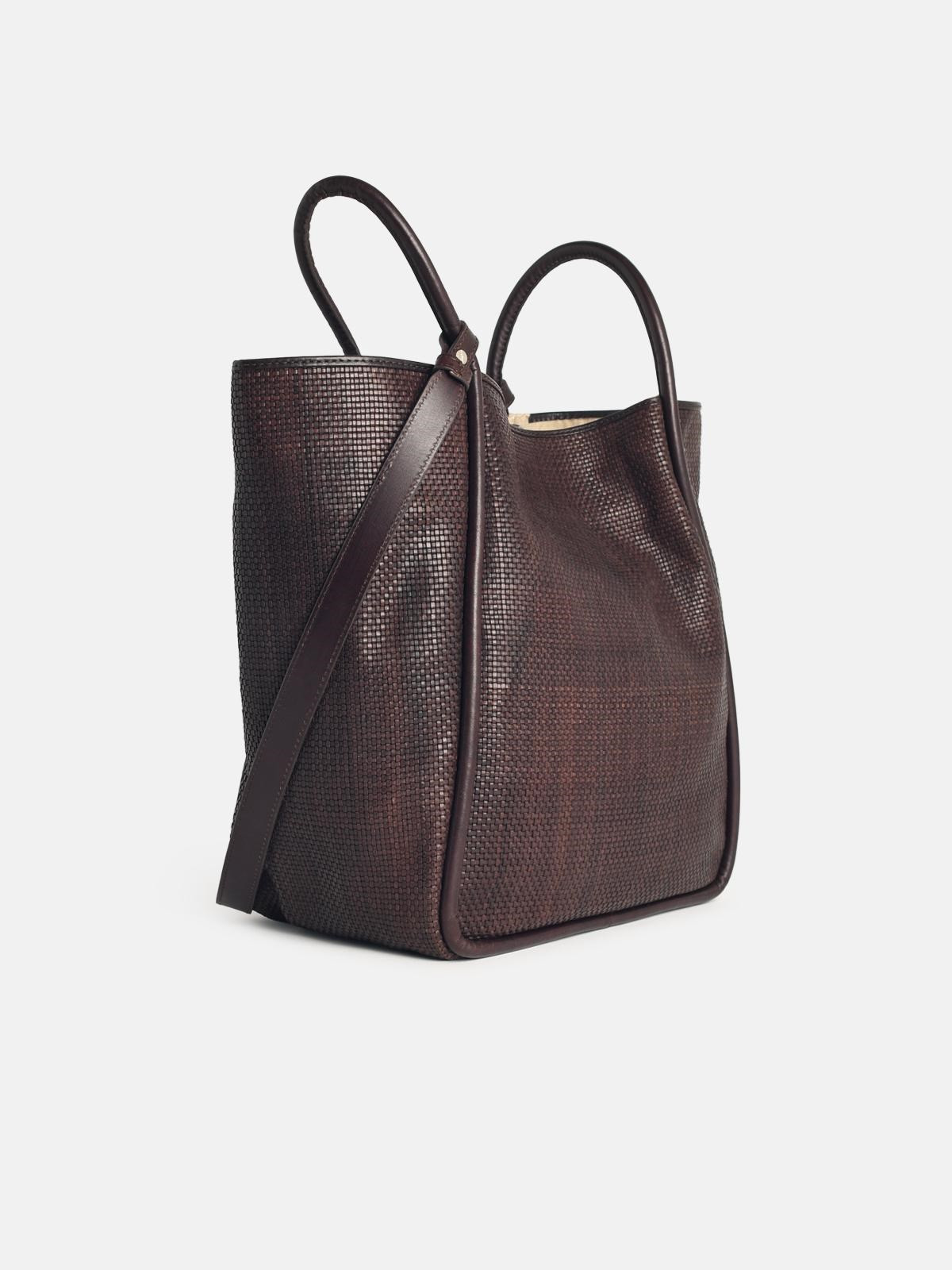 'ANA' DARK BROWN LEATHER BAG - 2