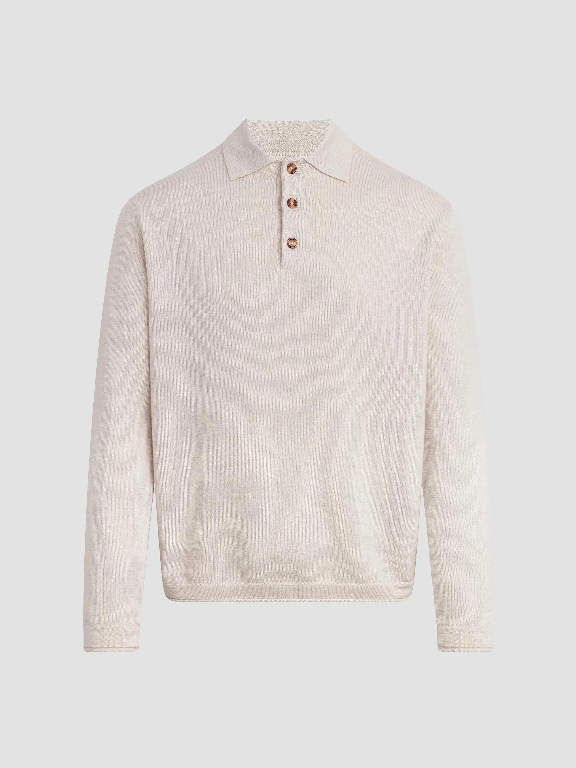 Men's Merino Wool Polo Sweater - Ancient Scroll - 1