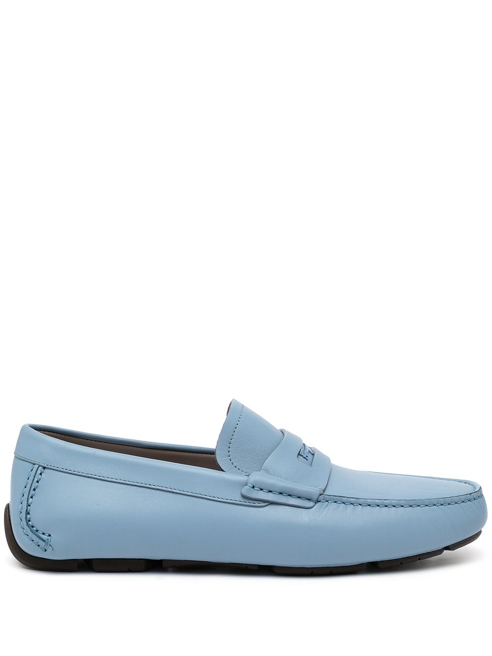 round-toe leather loafers - 1