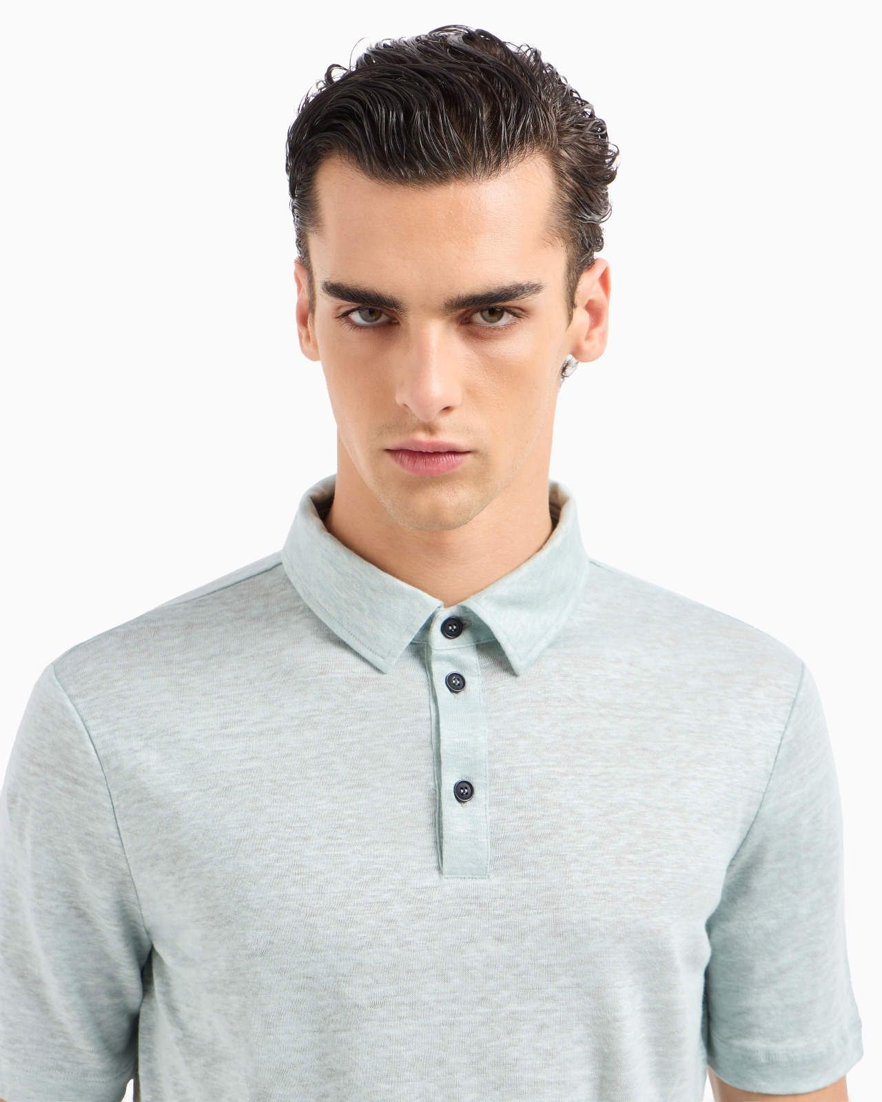 Short-sleeved polo shirt in pure linen jersey - 5
