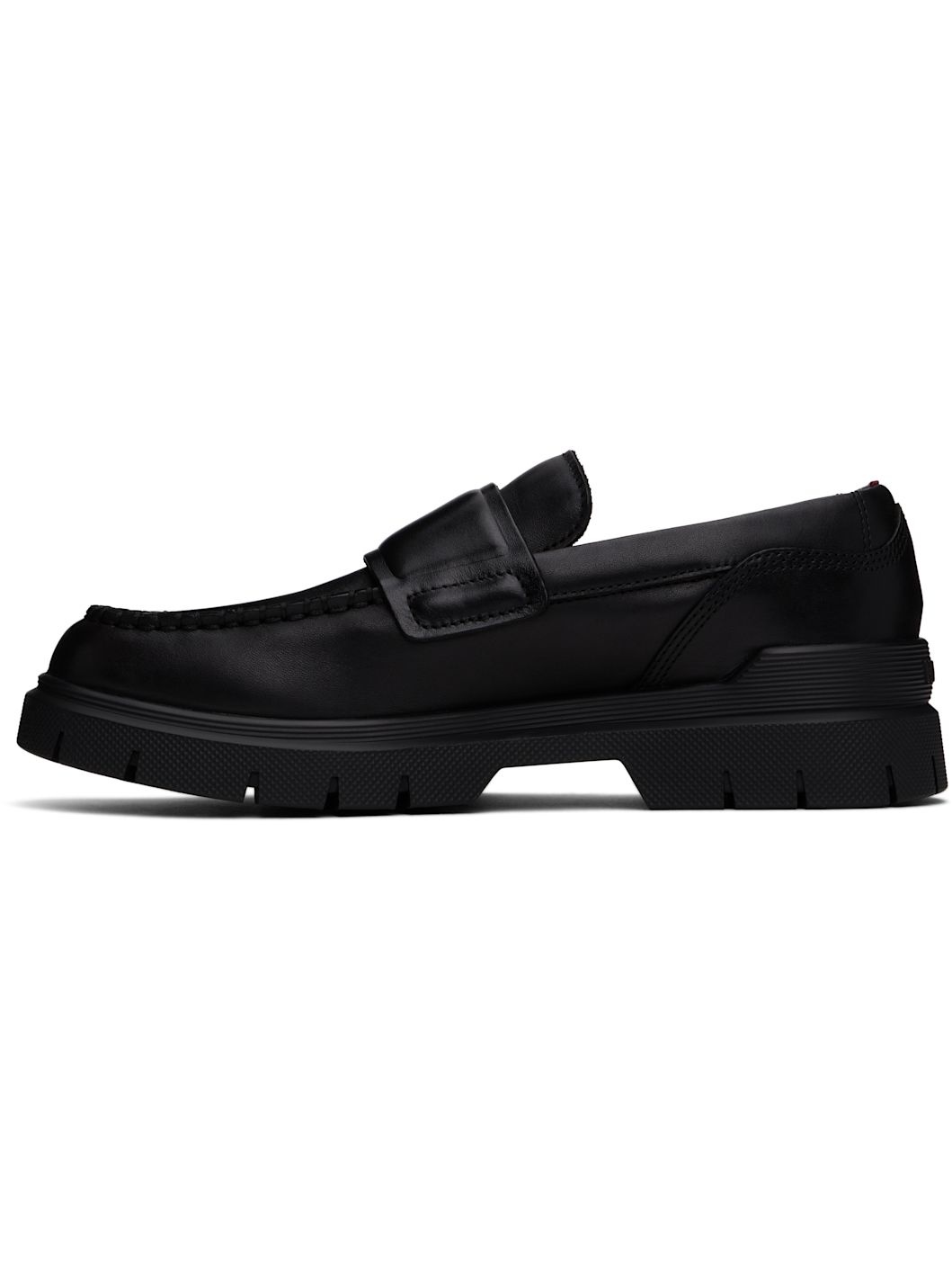 Black Double Stitching Loafers - 3